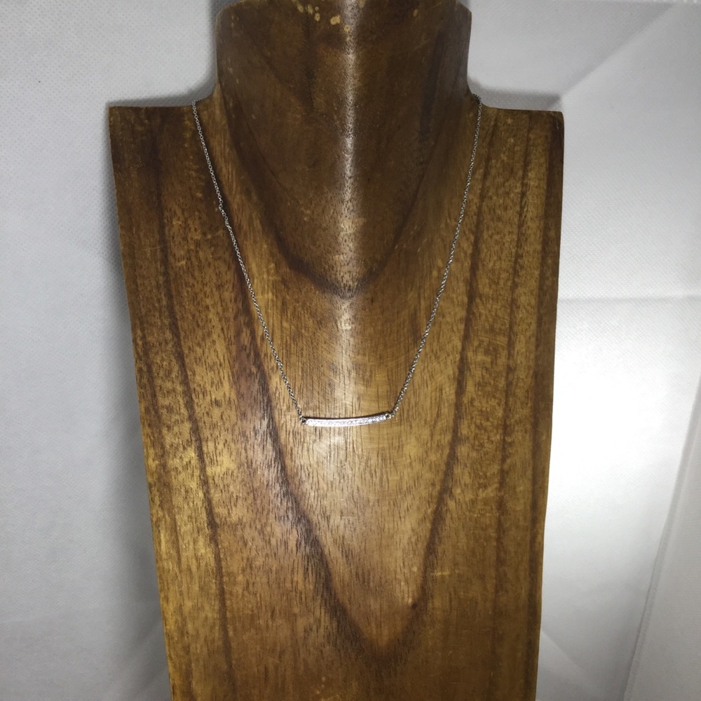 15 inch pave necklace silver delicate - Picture 2 of 2